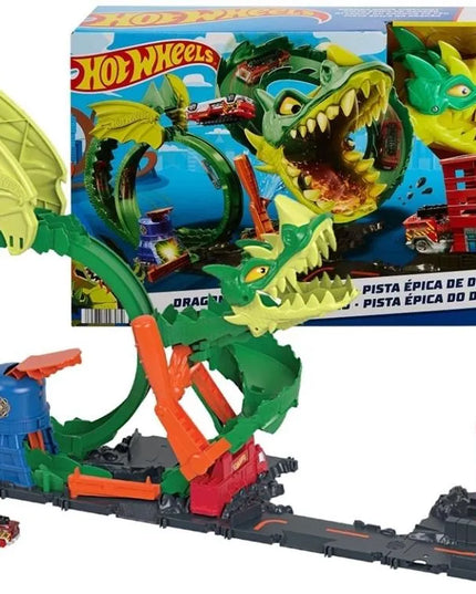 Hot Wheels „Drakono kilpos“ rinkinys su automobiliu ir trasa HDP03