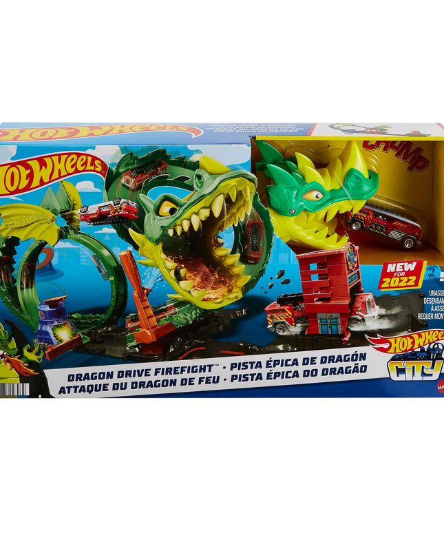 Hot Wheels „Drakono kilpos“ rinkinys su automobiliu ir trasa HDP03