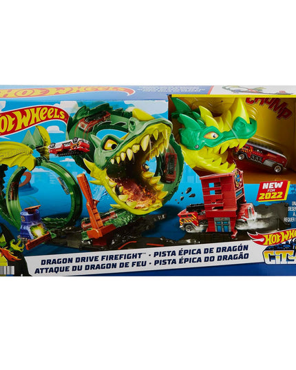 Hot Wheels „Drakono kilpos“ rinkinys su automobiliu ir trasa HDP03