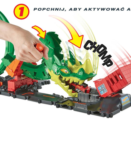 Hot Wheels „Drakono kilpos“ rinkinys su automobiliu ir trasa HDP03