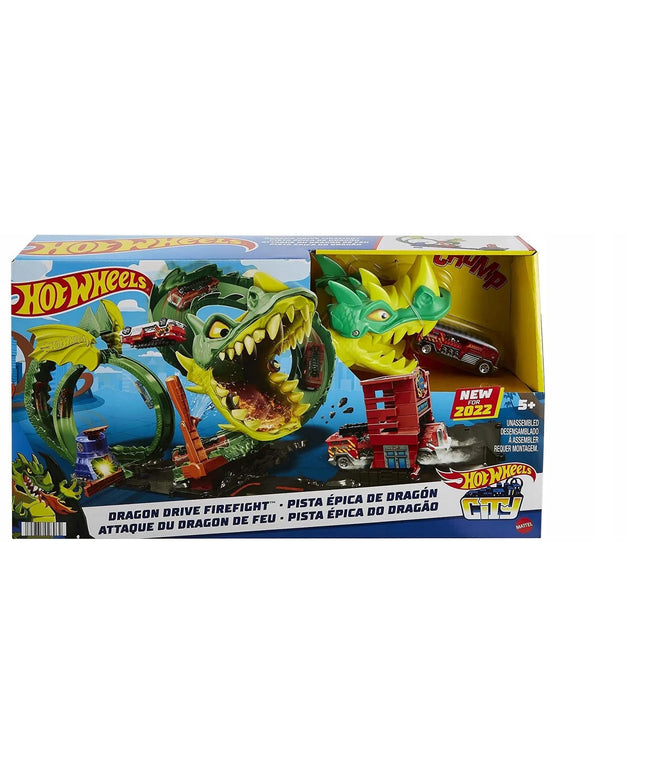 Hot Wheels „Drakono kilpos“ rinkinys su automobiliu ir trasa HDP03