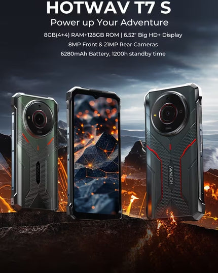 Hotwav T7S Patvarusis Telefonas 8GB + 128GB, Juodas