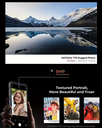 Hotwav T7S Patvarusis Telefonas 8GB + 128GB, Juodas