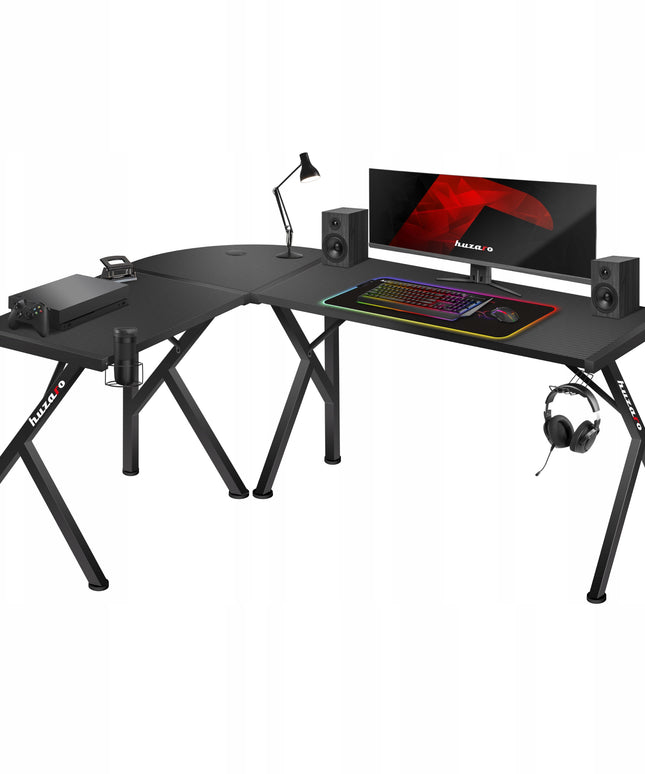 Kampinis kompiuterinis žaidimų stalas Huzaro Hero 6.3 Black