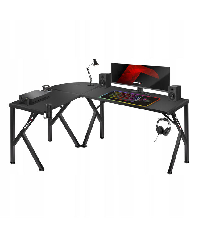 Kampinis kompiuterinis žaidimų stalas Huzaro Hero 6.3 Black