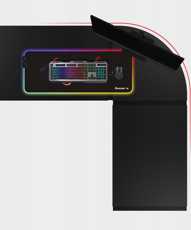 Kampinis kompiuterinis žaidimų stalas Huzaro Hero 6.3 Black