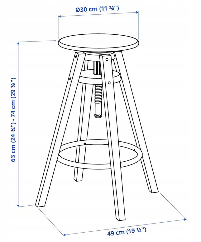 IKEA DALFRED baro kėdė, 63-74 cm, juoda