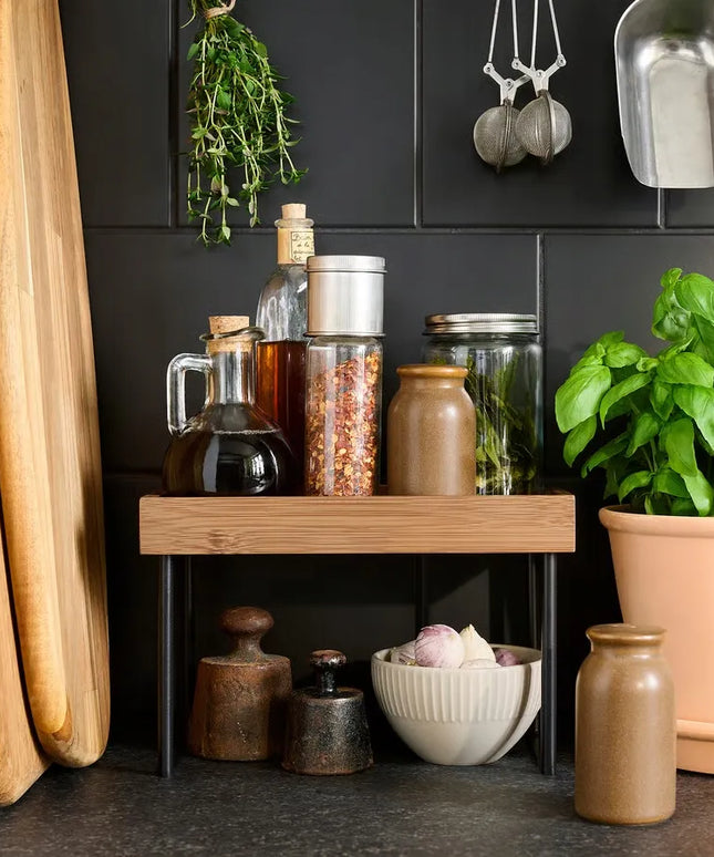 IKEA NALBLECKA virtuvės stalviršio organizatorius, metalas/bambukas, 23x13x15 cm