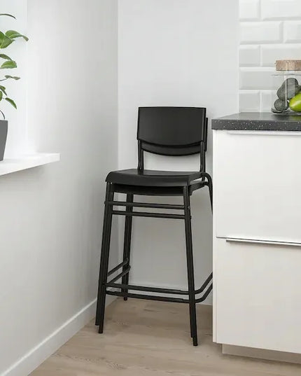 IKEA STIG Baro kėdė su atlošu, 63 cm, juoda