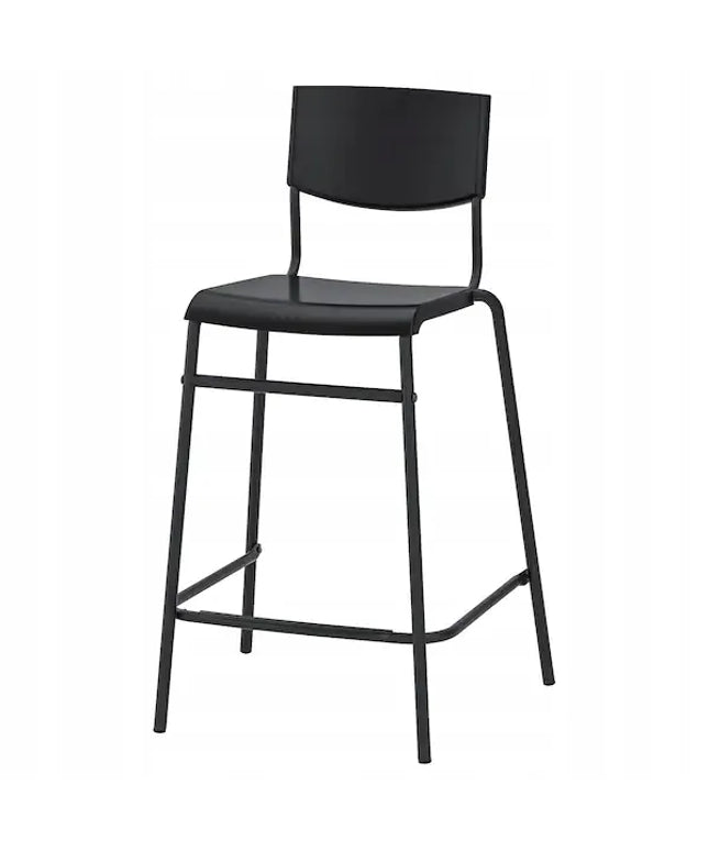 IKEA STIG Baro kėdė su atlošu, 63 cm, juoda