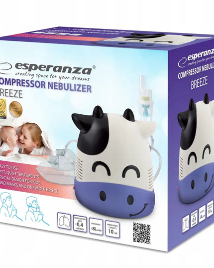 Vaikiškas inhalatorius-nebulizatorius Esperanza BREEZE „Karvutė“, 2 kaukės