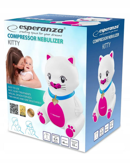 Esperanza KITTY kompresorinis inhaliatorius vaikams, katinėlio dizaino, su 2 kaukėmis