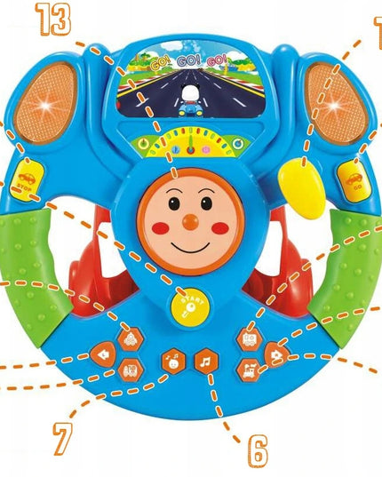 Interaktyvus edukacinis vairas vaikams automobilis šviesa garsas