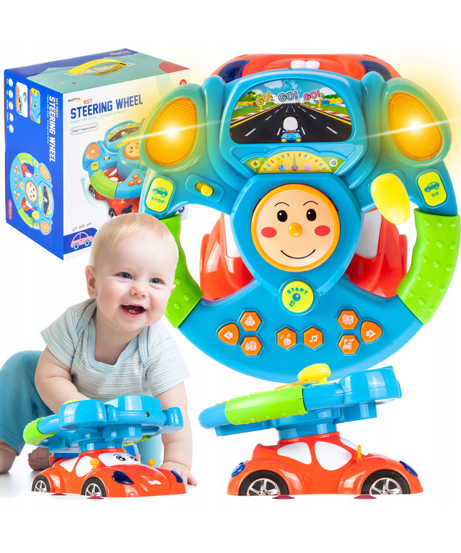 Interaktyvus edukacinis vairas vaikams automobilis šviesa garsas