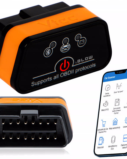Diagnostinis OBD2 Bluetooth sąsajos testeris Android iOS Windows lenkų