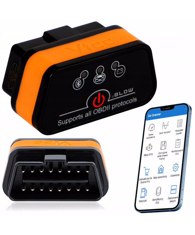 Diagnostinis OBD2 Bluetooth sąsajos testeris Android iOS Windows lenkų