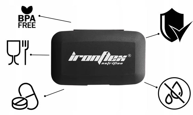 IRONFLEX tablečių ir kapsulių dėžutė organizatorius
