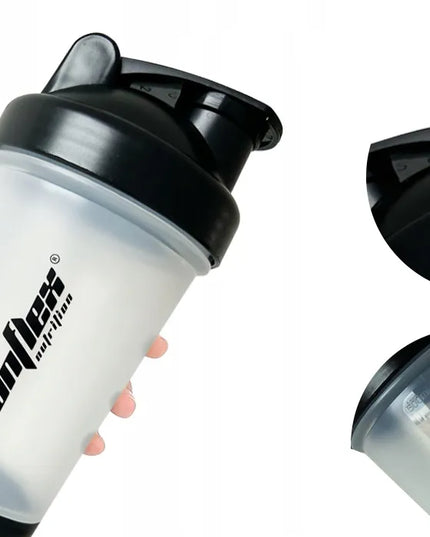 IronFlex sandarus baltymų kokteilių plaktuvėlis su papildų talpykle, 500 ml