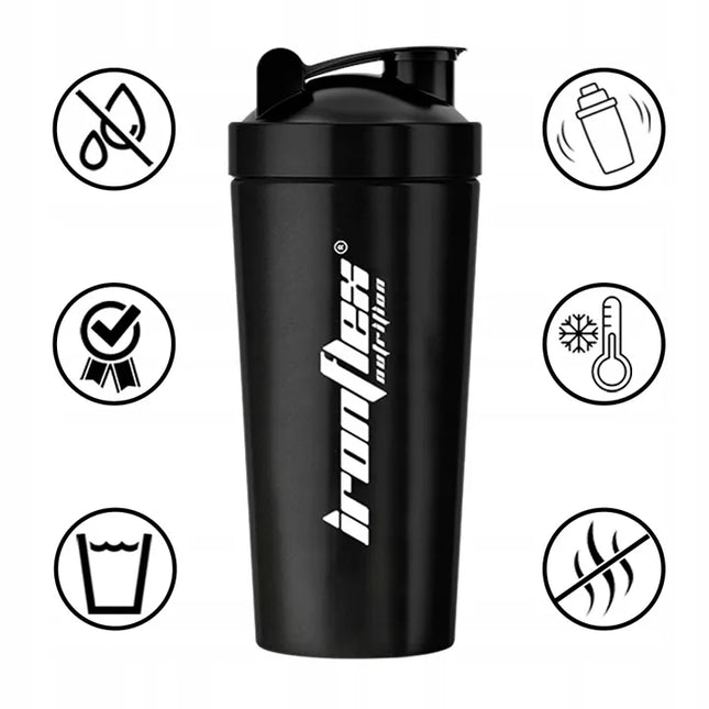 IronFlex plieninis sandarus shakeris, 750 ml, papildams ir treniruotėms