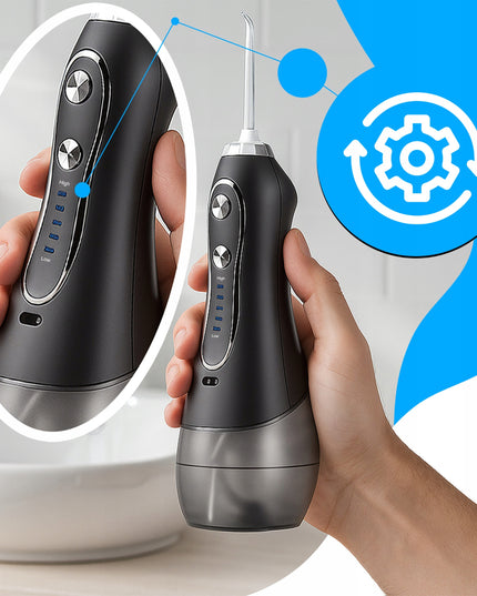 Belaidis dantų irigatorius, stomatologinis, 5 režimų, 8 antgalių, 300ml + dėklas