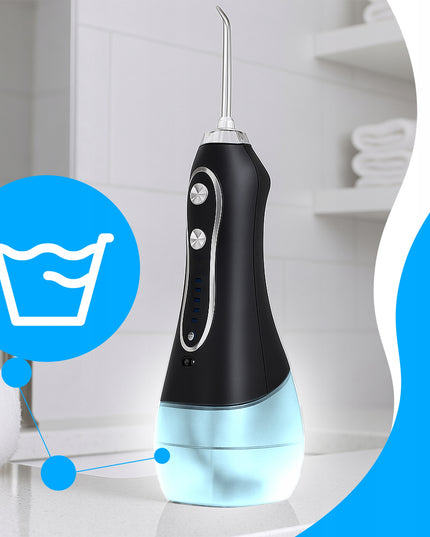 Belaidis dantų irigatorius, stomatologinis, 5 režimų, 8 antgalių, 300ml + dėklas