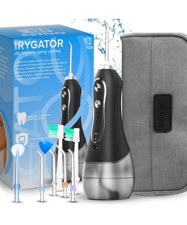Belaidis dantų irigatorius, stomatologinis, 5 režimų, 8 antgalių, 300ml + dėklas