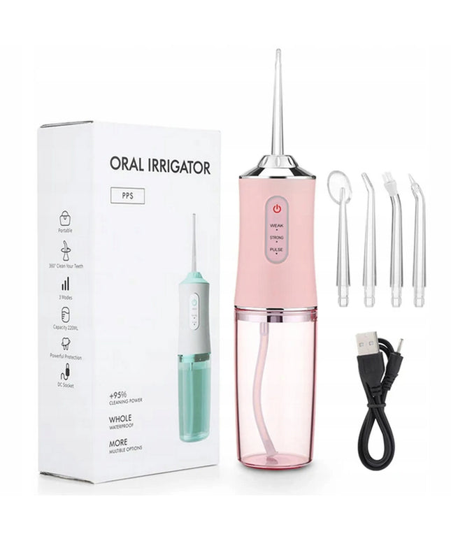 Belaidis burnos irigatorius, 4 antgaliai, 3 režimai, 220 ml, auksinis