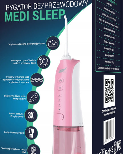 Belaidis pulsacinis dantų irigatorius, 4 režimai, 5 antgaliai