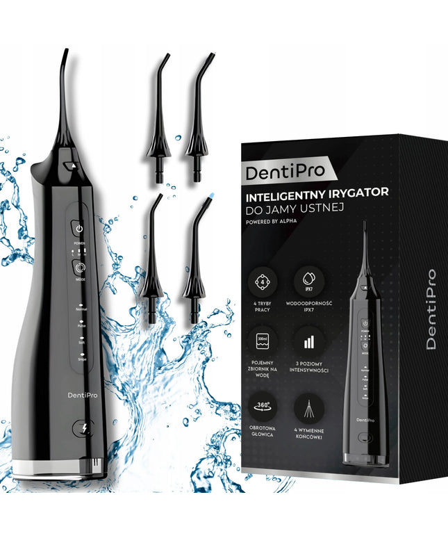Belaidis „DentiPro“ dantų irigatorius, 4 režimai, 300 ml, 4 antgaliai