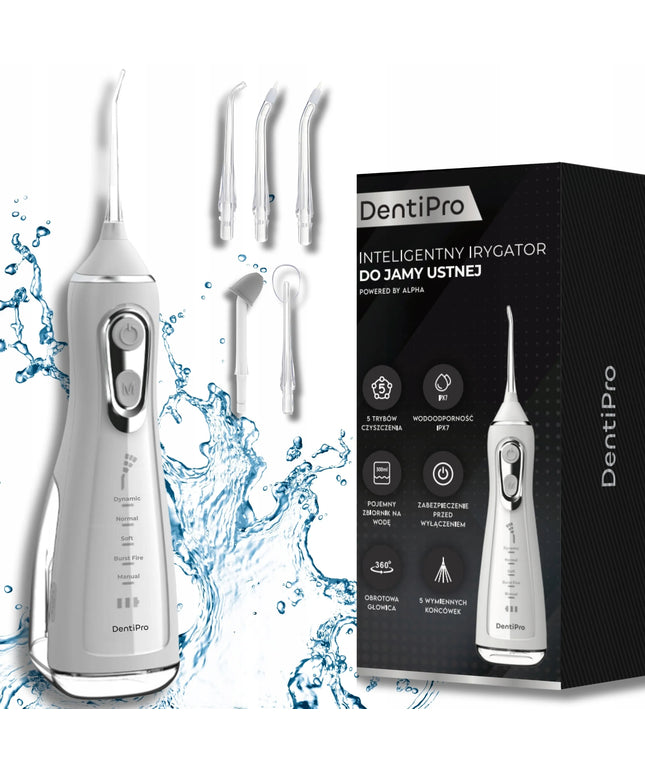 „DentiPro“ belaidis dantų irigatorius, 5 režimai, 300 ml, 5 antgaliai