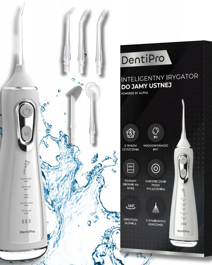 „DentiPro“ belaidis dantų irigatorius, 5 režimai, 300 ml, 5 antgaliai