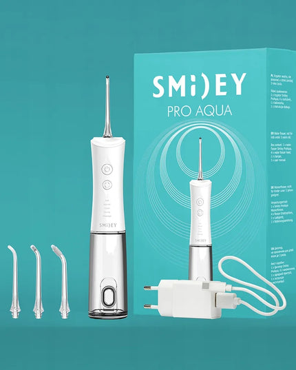 „Smiley Pro Aqua“ belaidis burnos irigatorius, 4 antgaliai ir dovana