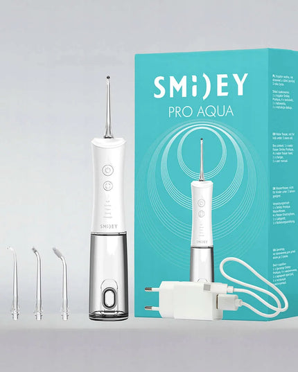 „Smiley Pro Aqua“ belaidis burnos irigatorius, 4 antgaliai ir dovana