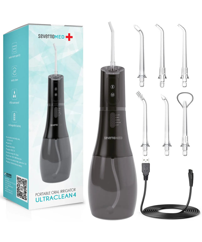 Belaidis dantų ir burnos irigatorius „SEVERNO Med ULTRACLEAN 4 BLACK“, 5 režimai, su dėklu