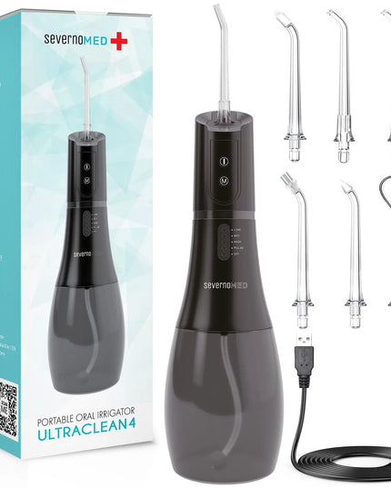 Belaidis dantų ir burnos irigatorius „SEVERNO Med ULTRACLEAN 4 BLACK“, 5 režimai, su dėklu