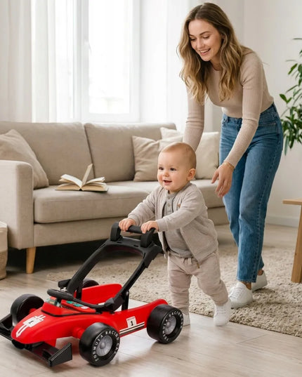 Interaktyvi vaikštynė-stūmdukas Sun Baby „Formulė-1“ 3 viename, raudona
