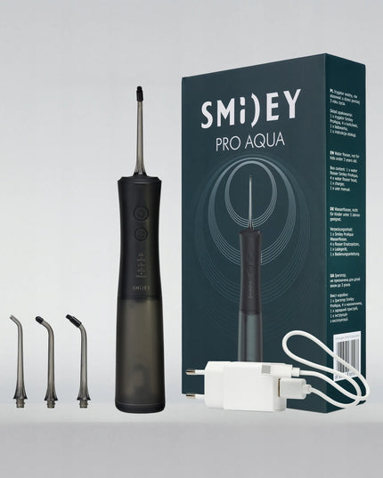 Belaidis burnos irigatorius „Smiley Pro Aqua“, 5 režimai, 4 antgaliai
