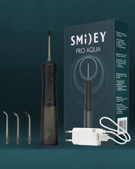 Belaidis burnos irigatorius „Smiley Pro Aqua“, 5 režimai, 4 antgaliai