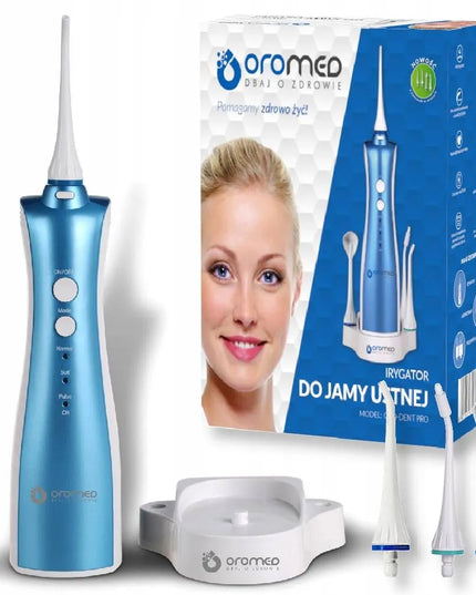 Belaidis burnos irigatorius Oromed ORO-DENT PRO, 4 antgaliai, 3 režimai ir įkrovimo stotelė