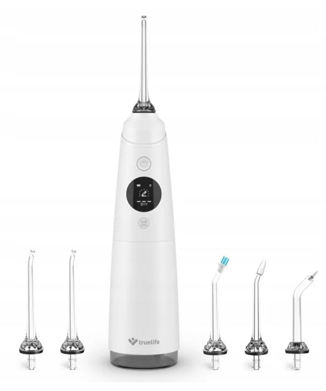 Belaidis burnos irigatorius „TrueLife AquaFloss Compact C300 White“ su keičiamų antgalių rinkiniu