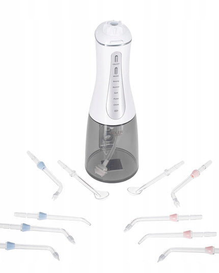 Belaidis dantų irigatorius „Adler AD2185“, 10 antgalių, 5 režimai, USB-C, 350 ml