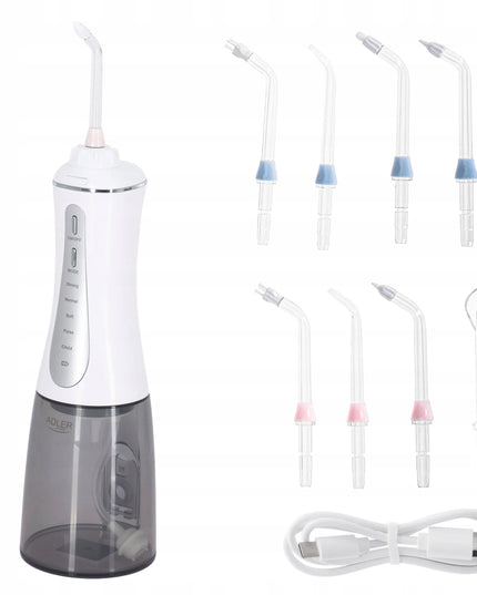Belaidis dantų irigatorius „Adler AD2185“, 10 antgalių, 5 režimai, USB-C, 350 ml