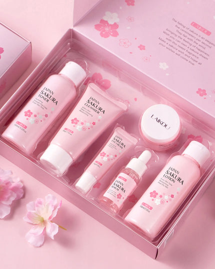 Japan Sakura Set pilnas 6 kosmetikos priemonių rinkinys veido priežiūrai