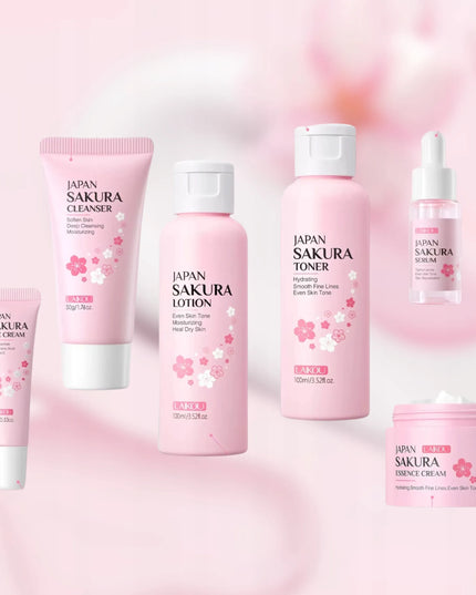 Japan Sakura Set pilnas 6 kosmetikos priemonių rinkinys veido priežiūrai