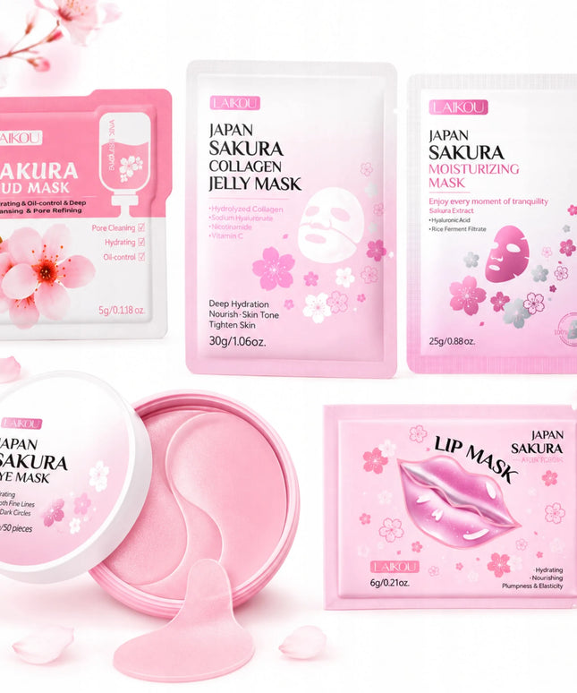 Japan Sakura 15 kosmetikos priemonių rinkinys veidui, plaukams ir rankoms - puiki dovana