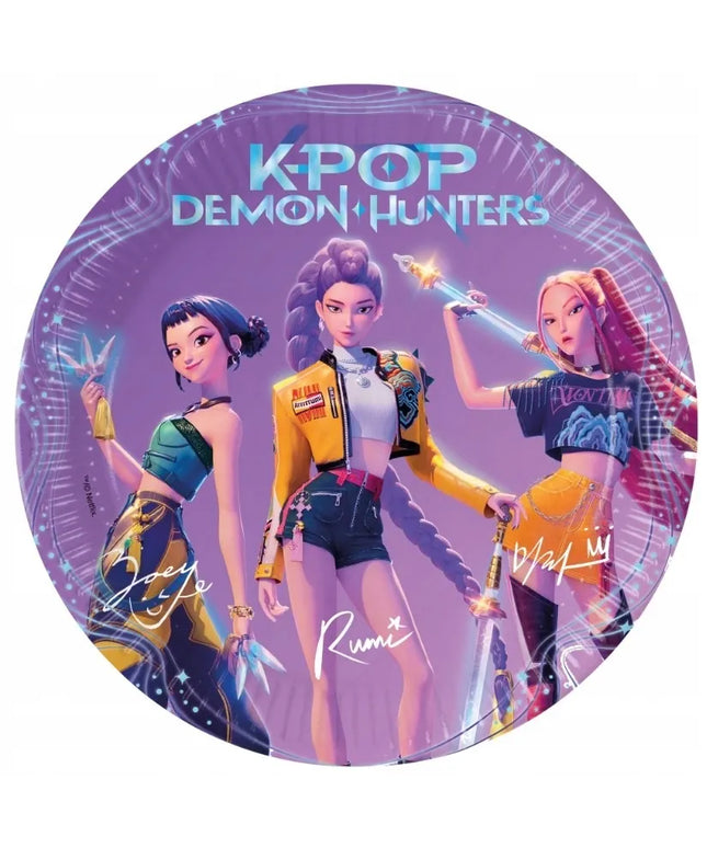 Vienkartinės popierinės lėkštutės „K-POP DEMON HUNTERS“, 23 cm, 8 vnt.
