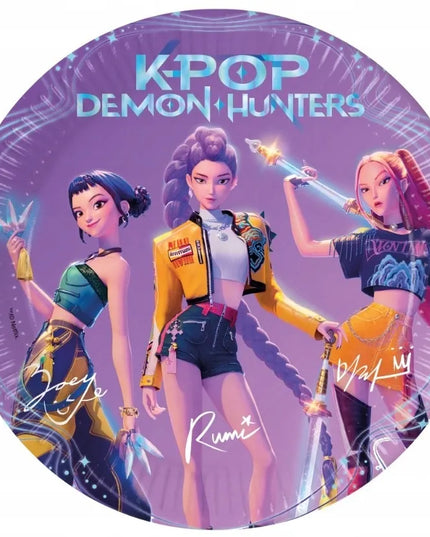 Vienkartinės popierinės lėkštutės „K-POP DEMON HUNTERS“, 23 cm, 8 vnt.