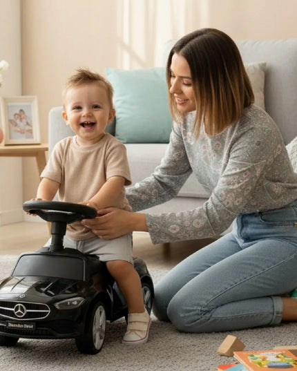 Sun Baby Mercedes C-Class vaikiškas paspirtukas-stumdukas, juodas