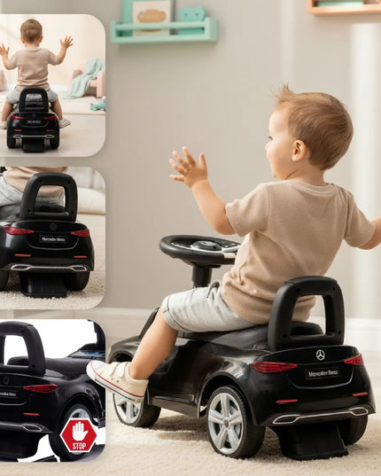 Sun Baby Mercedes C-Class vaikiškas paspirtukas-stumdukas, juodas