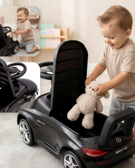 Sun Baby Mercedes C-Class vaikiškas paspirtukas-stumdukas, juodas